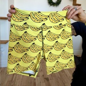 Custom-made Yellow Banana Print Booty Bike Shorts